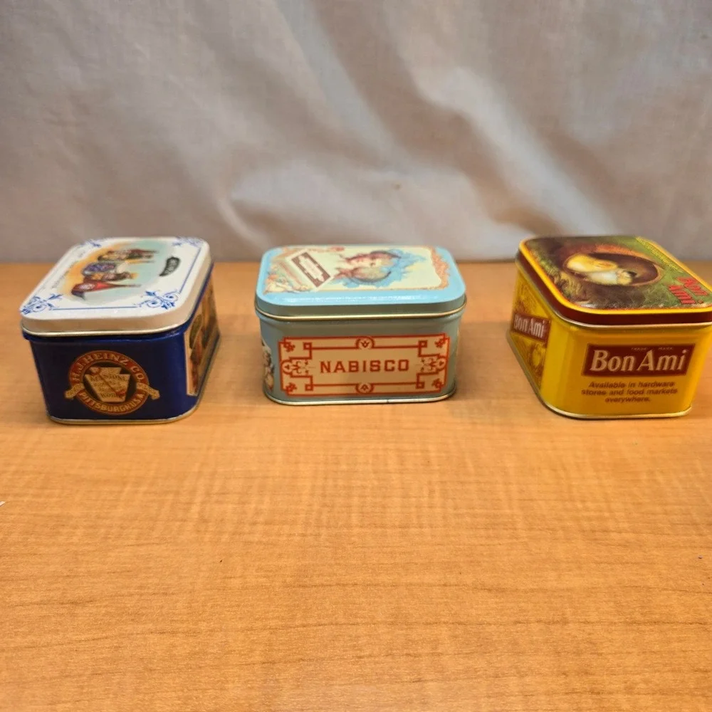 3 Retro Reproduction Bristol Ware Tins 1983 Bon Ami, Heinz, Nabisco Great Shape!